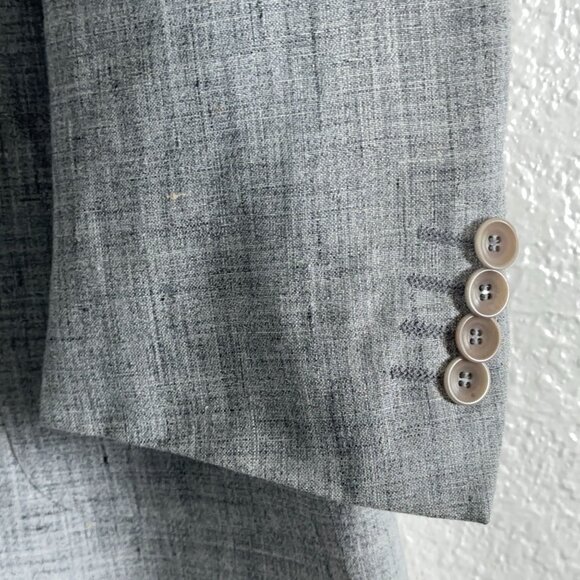 Pull Pal Zileri 100% Linen 3 Button Blazer in Light Grey Heather Men's Size 42R - Picture 6 of 12